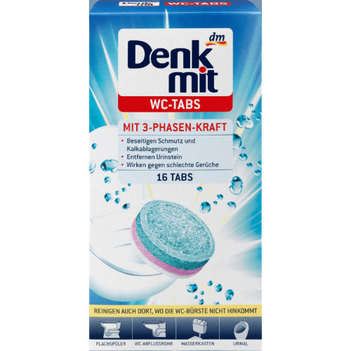 Таблетки для унітазу DenkMit WC 3 в 1, уп.16шт Таблетки для унітазу DenkMit WC 3 в 1, уп.16шт